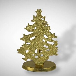 Brass Christmas Tree‎ Candle Holder Midcentury Vintage Holiday Mantel Decor